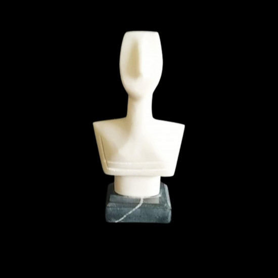 Cycladic Museum Head of Idol Copy 14cm - 5.9in Handmade Sculpture Real Greek White Marble