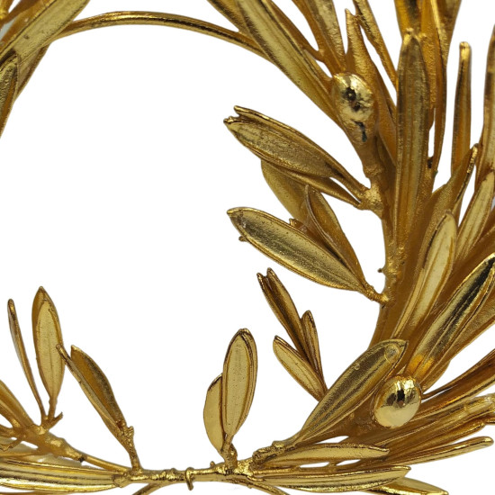 Gold-plated 24Ct dense Olive Wreath in real White Greek Marble Base