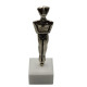 Cycladic Feminine Bronze Figure with White Marble Base Handmade Museum Reproduction of an Ancient Greek canonical type Idol - Greek Statues