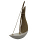 Driftwood and Real Marble Sail Boat Handmade Art Decoration 9.6in