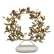 Gold-plated 24Ct Oak tree Round Wreath in real White Greek Marble Stone Base 20cm