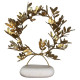 Gold-plated 24Ct Yew Round Wreath in real White Greek Marble Stone Base 19cm