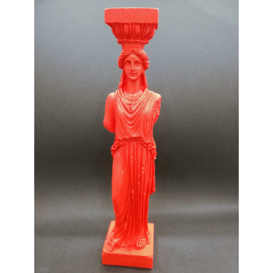 Caryatid Sculpted Female Figure of the Erechtheion Greek Art Statue Red