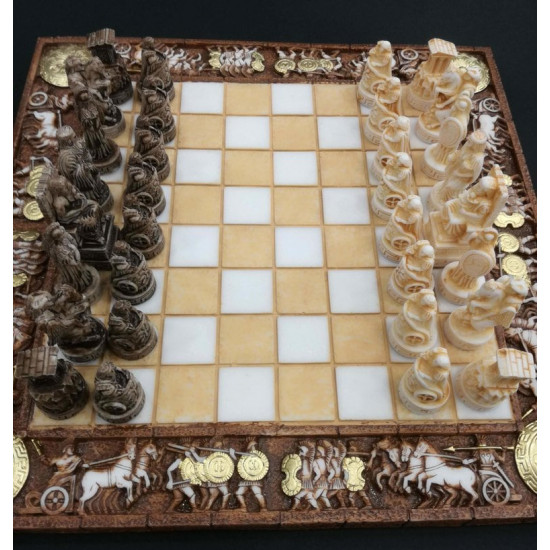 Chess Board Alabaster Set Ancient Greece Themed Chessboard 35X35