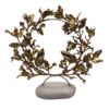 Gold-plated 24Ct Oak tree Round Wreath in real White Greek Marble Stone Base 20cm - Image 2